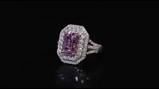 Kunzite amp Moissanite Double Halo Ring In 18K Rose Gold over Sterling Silver 575ctw [upl. by Fita]