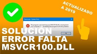 ✅ SOLUCIÓN Falta MSVCR100dll en el equipo en Windows 10 7 y 8 FUNCIONA 100  2019 [upl. by Eseerehc]