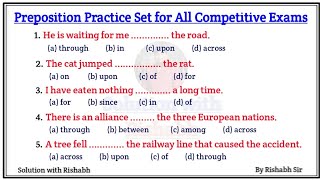 Preposition objective questions Practice set  Preposition exercise in English grammar  Preposition [upl. by Delija]