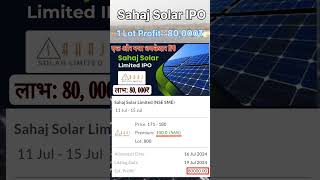 Sahaj Solar IPO  Sahaj Solar Limited IPOGMP  Review  Analysis [upl. by Anahsor]