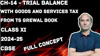 Trial Balance with Goods and Services Tax  Class XI  TS grewal  202425  CBSE  accountancy [upl. by Rheinlander513]