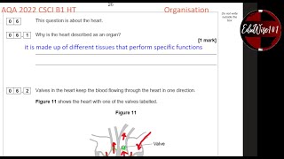 AQA GCSE 2022 Paper 1 Q6 Biology Combined Science Higher Tier Past paper Questions walk through [upl. by Einnahc]