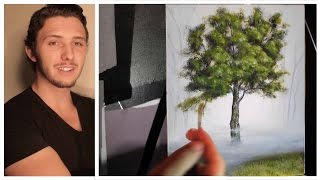 How to paint trees branches and leaves A basic speed painting tutorial of a tree [upl. by Schuman238]