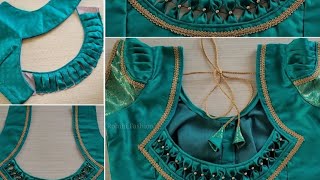 Model blouse design  Cutting and stitching back neck design [upl. by Sigismund]