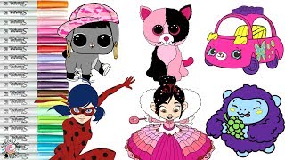 Coloring Book Compilation for Kids Miraculous Ladybug Shopkins LOL Surprise Pets Pikmi Pops [upl. by Doownyl136]