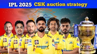 IPL 2025 CSK auction strategy  IPL 2025 CSK new squad  CSK auction strategy ipl csk [upl. by Enyak350]