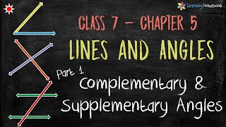 Complementary and Supplementary Angles Class 7  Lines and Angles Class 7 [upl. by Aivilo618]