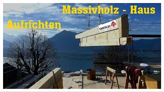 Aufrichten Massivholz Haus Zeitraffertime lapse [upl. by Kallick944]