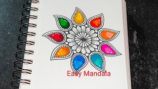 Color Mandala Art For Beginners  EasyMandala59 [upl. by Nivled799]