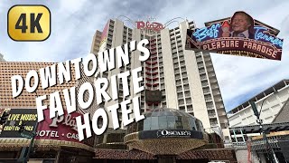 4K Downtown Las Vegas’ Favorite Hotel amp Casino  Walking Plaza Hotel amp Casino Fremont Street Hotels [upl. by Joshi]