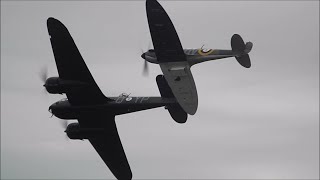 Bristol Blenheim Spitfire Mk1a and Hispano Buchon  Duxford 19 Squadron Flying Day 2024 [upl. by Annauqahs757]