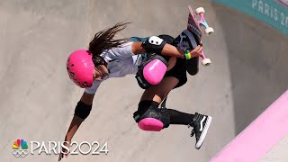 Teenage podium sweep in skateboard park final Arisa Trew 1st Cocona Hiraki 2nd Sky Brown bronze [upl. by Sivle746]