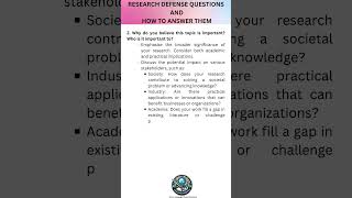 Lesson 9 Research Defense Questions and How to Answer Them Part 1 [upl. by Arratoon]