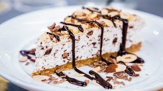 Home amp Family  Stracciatella Tortoni Cake with Espresso Fudge Sauce Recipe [upl. by Acirederf]