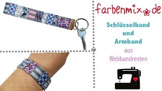 Schlüsselband  Armband aus Webbandresten [upl. by Rolyt]