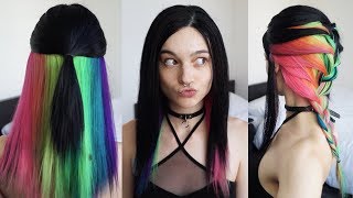 Hidden Rainbow Hair  Dyeing My First Human Hair Wig ft VPFashion [upl. by Wager]