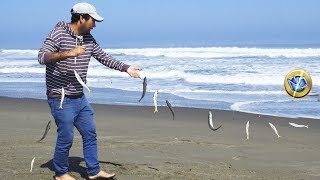 PESCA con LOMBRICES de Tierra usando Línea de Mano con 12 Anzuelos [upl. by Sluiter]