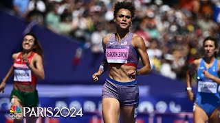 Sydney McLaughlinLevrone eases into 400m hurdle semis in first Paris Olympics run  NBC Sports [upl. by Wanyen]