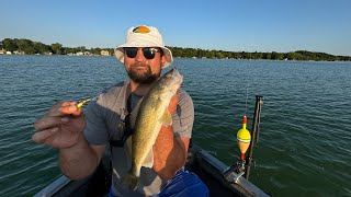 Summer Walleye Fishing with Shiver Minnows and Leeches in Wisconsin [upl. by Hgielra532]