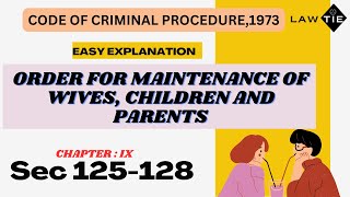 Section 125128  Maintenance of Wives Children and Parents  CrPC  Easy Explanation  LAWTIE [upl. by Talley]