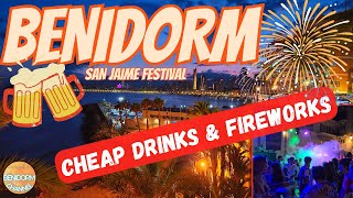 Benidorm  Festival with Fireworks and Cheap Drinks [upl. by Adhamh]