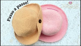 Chapéu de Crochê Rápido e Fácil  passo a passo completo♡ BUCKET HAT [upl. by Anoif]