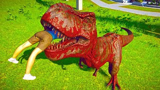 RED Tyrannosaurus Rex vs Indoraptor Majungasaurus and Team Spinosaurus  DINOSAURS BATTLEGROUND [upl. by Attevad]