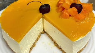 Mango Cheesecake  No Bake Cake  No Egg  No Gelatine  പഴുത്ത മാങ്ങ കൊണ്ട് രുചിയൂറും ചീസ് കേക്ക് [upl. by Keram]