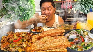 CRISPY PINATISANG LIEMPO SINILIHANG BAKA SINIGANG Filipino Food Mukbang [upl. by Ahsoj]