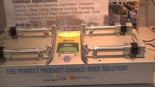 Product changeover demo using ERD low cost electric actuators and ACS stepper drive [upl. by Cordie493]