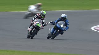 Fenati and Ajo clash in Moto3 warmup [upl. by Osnola]