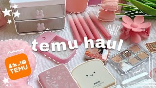 Huge Temu Unboxing 🧸🎀  ASMR Aesthetic  🫧 temu makeup bags cute finds [upl. by Ikin]