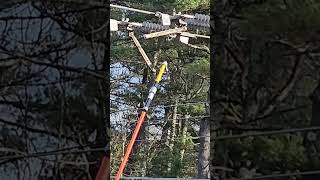 Manual high voltage disconnect open with load break  aerial hot stick linework [upl. by Herahab373]