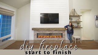 DIY Shiplap Electric Fireplace Build with Mantel [upl. by Nwadahs]