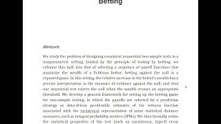 Nonparametric Two Sample Testing by Betting [upl. by Ratna]