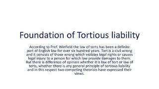 Foundation of Tortious liability [upl. by Ennayelsel]