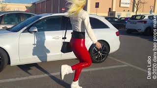 DANA LABO  Simono latex leggings for woman fitness and running in public [upl. by Suvart]