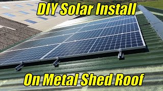 DIY Solar Install On Metal Shed Roof  Solar on a budget [upl. by Athene]