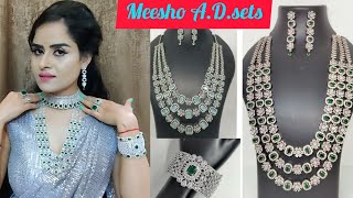 Meesho ADJewellery haulHeavy American diamond jewellery setsBridal ADsetsADbraceletsrings [upl. by Franckot476]