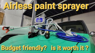 Graco Magnum airless paint sprayer test  painting the mezzanine ceiling black [upl. by Demetrius47]