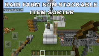 Minecraft Bedrock  Raid farm nonstackable item sorter and Tutorial MCPE PC Xbox [upl. by Joon]