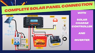 Solar Panel Connection  Charge Controller battery🔋inverter connection for House  Tech Jugaad 4U [upl. by Dearborn]