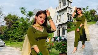 Girl in Olive SatinSilk Dancing with With Punjabi Song [upl. by Llerot]