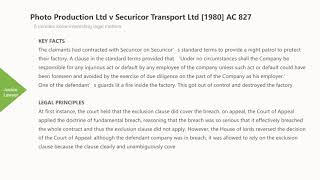 Case Law Contractfundamental breach doctrine Photo Production Ltd v Securicor Transport Ltd 1980 [upl. by Cormick474]