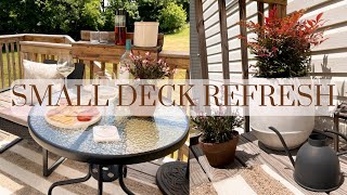 Small Deck Refresh  Small Deck Decorating Ideas [upl. by Nauqe]