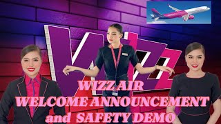 WIZZ AIR WELCOME ANNOUNCEMENT AND SAFETY DEMO✈️🙏🙏🙏💜💓I LOVE WIZZ AIRLINE [upl. by Auvil]