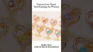 Forever Love Heart Stud Earrings For Woman shorts fashion amazon earrings viralshort fusion [upl. by Nyleve496]