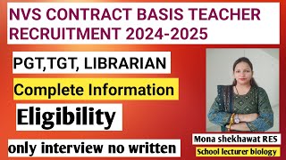 NVS Contract teacher 20242025 recruitment complete Information [upl. by Beaumont]