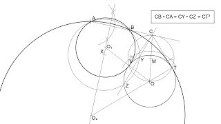Circunferencias tangentes a otra pasando por 2 puntos Potencia CPP Apolonio [upl. by Lleunamme]
