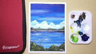 Acrylic Landscape Painting Timelapse  Earls Art [upl. by Sirref]